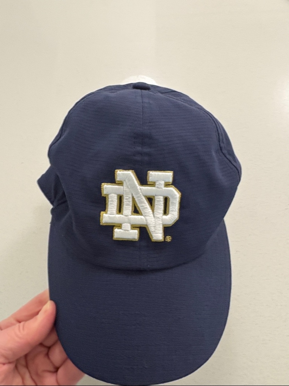 Notre Dame UA Ladies Baseball Cap with White & Gold Interlocking Logo